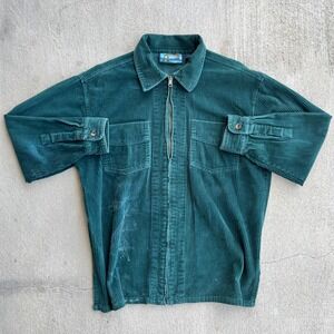 Shaver Lake Shacket Women L Teal Corduroy Full‎ Zip Shirt Jacket VTG 90s